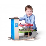 Garaj din lemn cu lift pe 3 nivele Set parcare cu masinute si Heliport